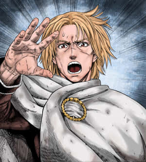 Thorfinn Anime Character Reaction Wallpaper