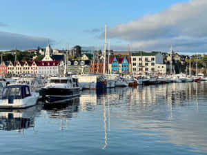 Thorshavn Boats On Calm Waters Wallpaper