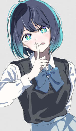 Thoughtful Anime Girl Fingeron Lips Wallpaper