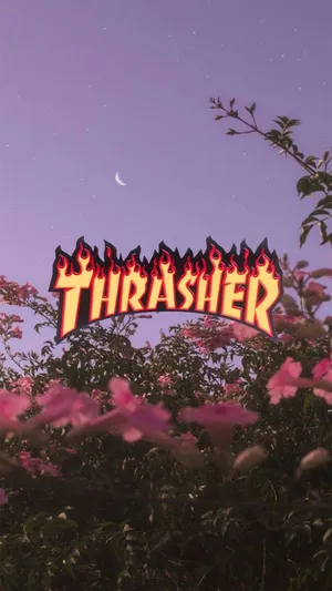 Thrasher On Floral Aesthetic Wallpaper