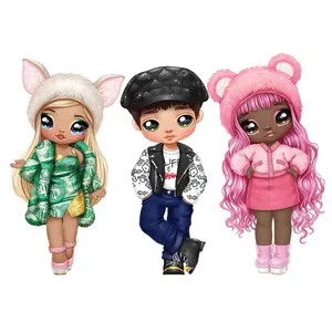 Three Cartoon Dolls With Different Outfits Wallpaper