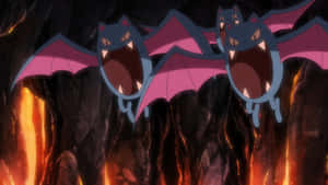 Three Flying Golbat Inside Cave Wallpaper