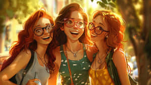 Three Friends Sunlit Smile Pfp Wallpaper