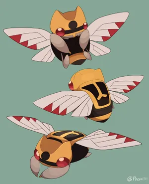 Three Ninjask In Sage Green Wallpaper