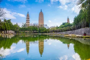 Three Pagodas With River Wallpaper