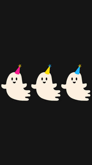 Three Party Ghosts Illustration Wallpaper