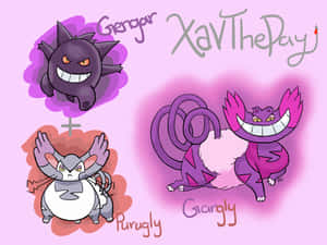 Three Pocket Monster Friends Sitting Together Wallpaper