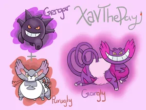 Three Pocket Monster Friends Sitting Together Wallpaper