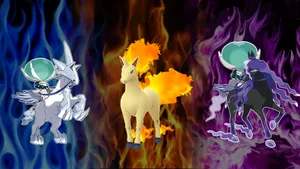 Three Rapidash Evolutions Fire Ice Ghost Wallpaper