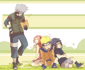 Three's Company - Kakashi, Naruto, And Sasuke Team Up Wallpaper