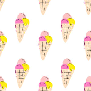 Three Scoops Of Cute Ice Cream Drawing Wallpaper