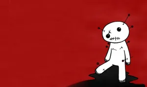 Three Voodoo Dolls Hanging With Mysterious Dark Ambiance Wallpaper