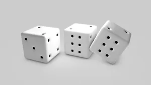 Three White Diceon Gray Background.jpg Wallpaper