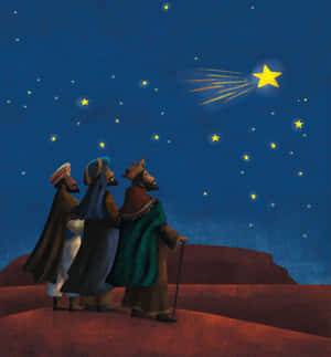 Three Wise Men Following Star Wallpaper