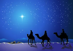 Three Wise Men Following Star Wallpaper