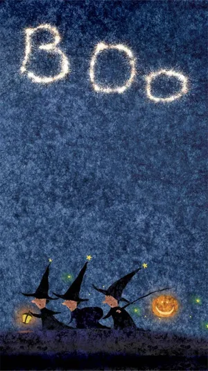 Three Witches Walking Cute Witchy Wallpaper