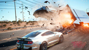 Thrilling Action In Need For Speed Payback - Car Crashing Scene Wallpaper