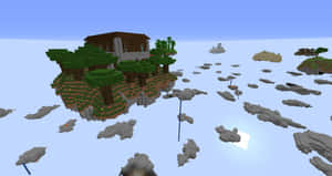 Thrilling Adventure In Minecraft Sky Block Wallpaper