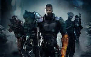 Thrilling Battle In Mass Effect Multiplayer Wallpaper