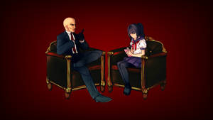 Thrilling Crossover: Yandere Simulator Meets Hitman Wallpaper