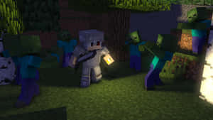Thrilling Encounter With A Minecraft Zombie Wallpaper