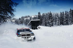 Thrilling Ice Racing Action Wallpaper