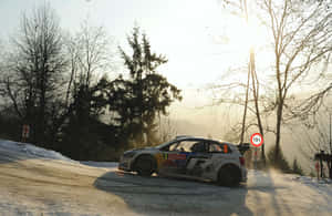 Thrilling Ice Racing Action Wallpaper