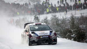 Thrilling Ice Racing Competition On A Frozen Lake Wallpaper