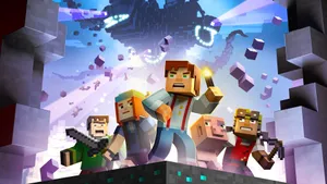 Thrilling Minecraft Battle Scene Wallpaper