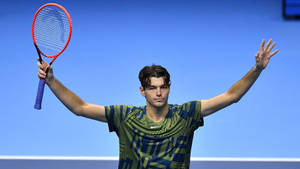 Thrilling Victory - Taylor Fritz Celebrating Success Wallpaper