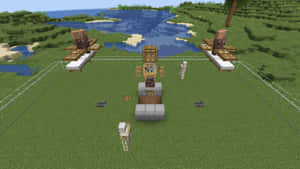 Thriving Minecraft Farm With An Impressive Windmill Wallpaper