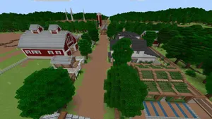 Thriving Minecraft Farm With Beautiful Scenery Wallpaper