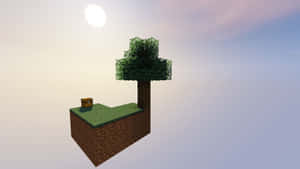 Thriving Skyblock Island In The World Of Minecraft Wallpaper