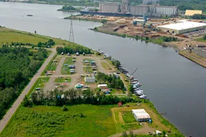 Thunder Bay Aerial View Marina Industrial Wallpaper