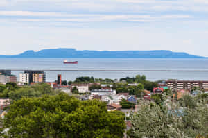 Thunder Bay Landscapewith Ship Wallpaper