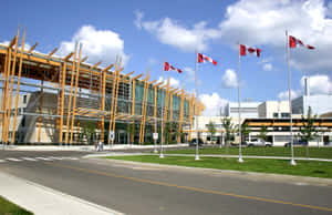 Thunder Bay Modern Architecture Canadian Flags Wallpaper