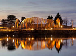 Thunder Bay Waterfront Pavilion Dusk Reflection Wallpaper