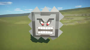 Thwomp_ Character_ In_ Grassy_ Field Wallpaper