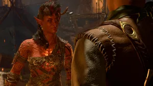 Tiefling Character Dialogue Scene Wallpaper