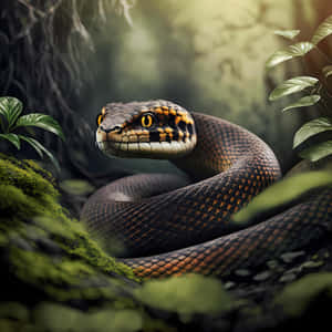 Tiger Snakein Natural Habitat Wallpaper