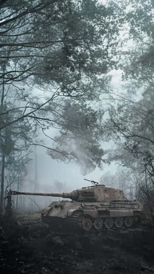 Tiger Tank In Forest Fog Wallpaper