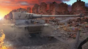 Tiger Tank In Ruined Battlefield Wallpaper