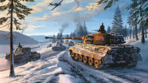 Tiger Tank In Winter Forest Wallpaper