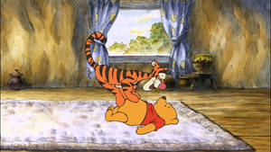 Tigger Hops On Pooh Wallpaper