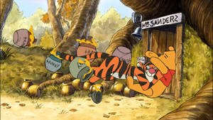 Tigger Tackles Pooh Wallpaper