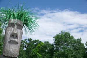 Tiki Statue Grassy Headdress Wallpaper