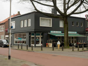 Tilburg Corner Cafeand Street View Wallpaper