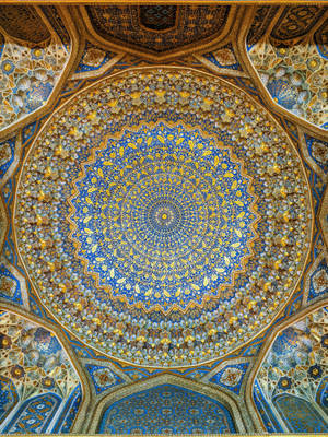 Tilla-kari Madrassah Samarkand Intricate Design Wallpaper