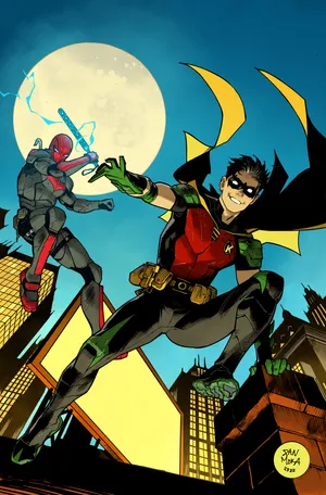 Tim Drake: A Young Crime Fighter In Action Wallpaper
