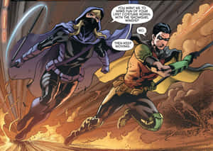 Tim Drake In Action As The Red Robin Wallpaper